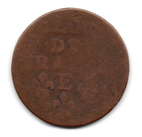 Francia Moneda 1 Liard Años 1655-58 Ceca E Tours Luis Xiv 0