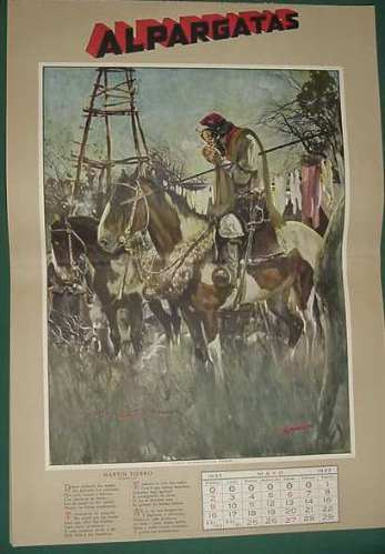 Hoja Almanaque Alpargatas Zavattaro Martin Fierro Mayo 1937 0
