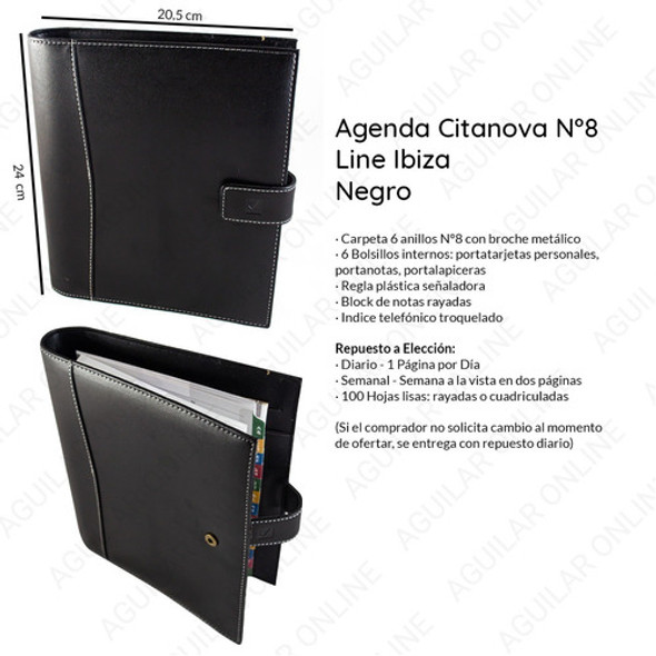 Agenda Ibiza Negro Citanova N8 Diaria Semanal Apta Grabado 1