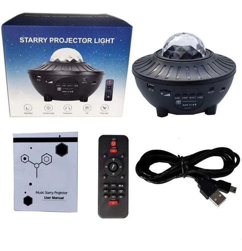 Luminária Projetor Musical Estrelas Bluetooth Controle 0