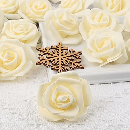 Rosas Artificiales Realistas 7cm Crema X 100u 1