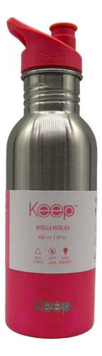 Keep Botella Metálica Rosa X 600ml 0