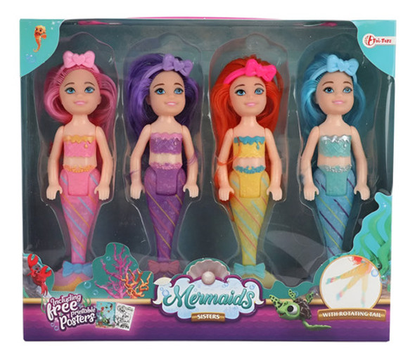 Muñeca Sirena X4 15cm Princesa Caja Nena Juguete Regalo 1