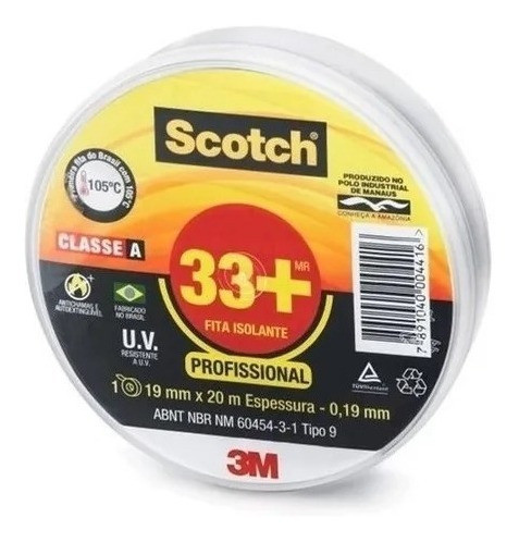 Kit 3 Fita Isolante 3m 33+ Scotch 19mm X 20m * Promoção * 1
