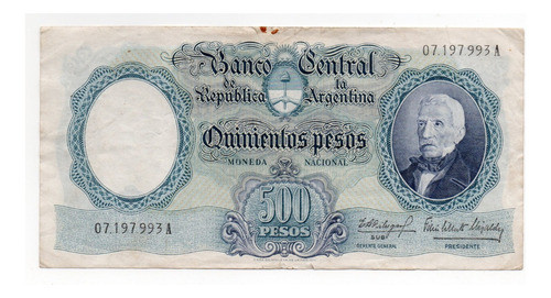 Billete Argentina 500 Pesos Moneda Nacional Bottero 2115 0