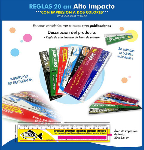 200 Reglas De 20 Cm Con Impresion A 2 Colores Con Bolsitas 1