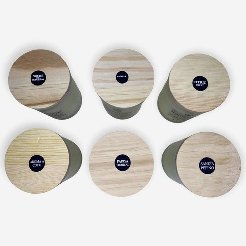 Juego X 3 Velas Soja Aromatizadas Presentación Vidrio Madera 1