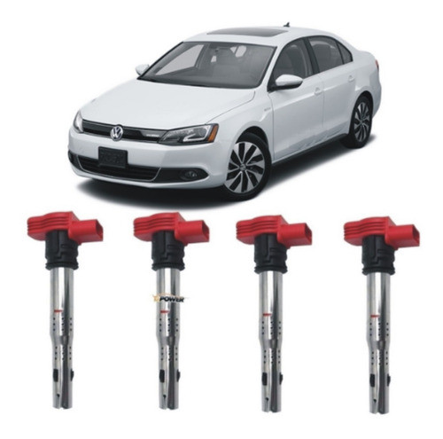 Kit Com 4 Bobinas R8 Red Audi Vw Fsi Tsi Jetta Passat A3 0