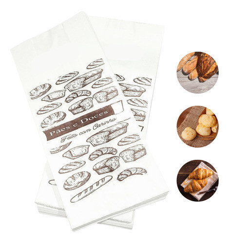 Saco Papel Kraft Branco C/500 4kg Pães Doces Lanches 1