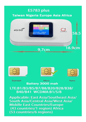Roteador Wi-fi Portátil E5783 4g Lte Cat4 300mbps Com Cartão 1