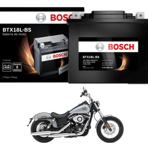 Bateria De Moto Bosch Btx18l-bs 18ah 12v Fat Boy Street Bob 0
