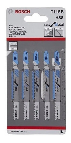 Hojas De Sierra Caladora X 5 Unid. Bosch T118b Para Metal 0