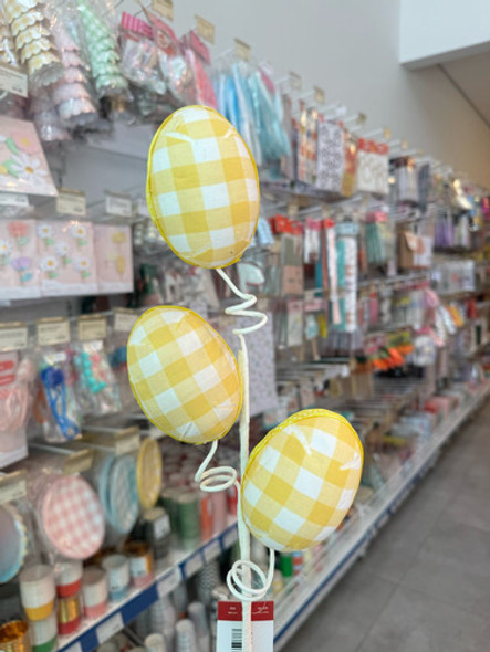 Galho Ovos Vichy Amarelo Xadrez Páscoa Premium 57cm 1un 1