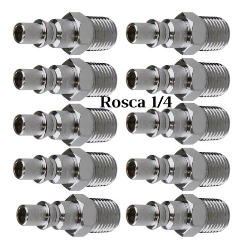 Kit 10 Pinos Adaptadores Macho Rosca 1/4 Para Engate Rápido 1