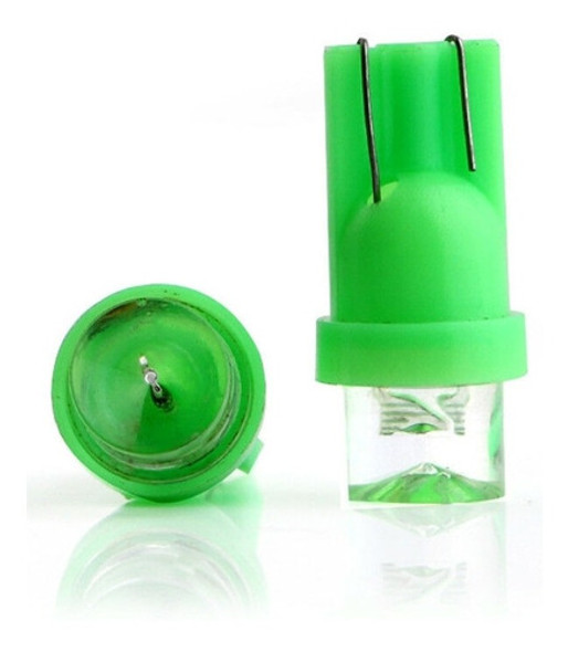 2 Lámparas Led Alto Brillo T10 W5w Cóncavo Verde 0