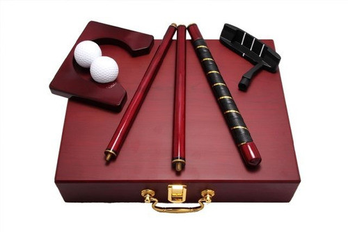 Set De Golf Caja Madera Oficina Hogar 0