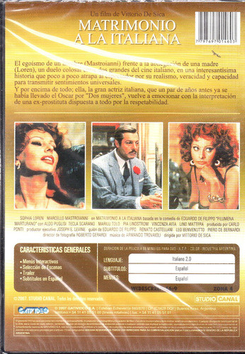 Matrimonio A La Italiana - Dvd Nuevo Orig. Cerrado - Mcbmi 1