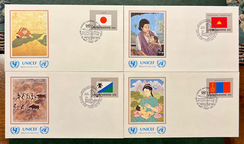 Naciones Unidas - Lote 4 Sobres Primer Día De Emisión Un011 0