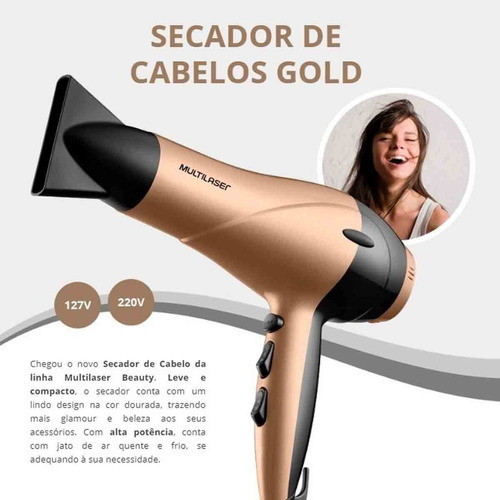 Kit Secador Multilaser Gold +prancha Multilaser Gold Ceramic 1