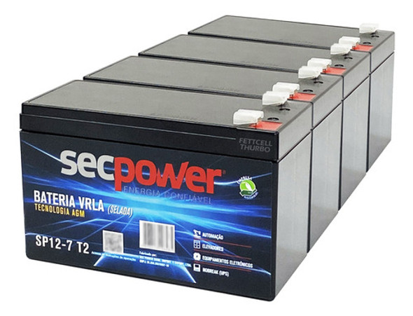 Kit 4 Bateria Para Nobreak Apc Sms Nhs 12v 7ah 28w Selada 0
