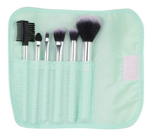 Kit De Pincéis Para Maquiagem, Turquesa 6 Pincéis E 1 Estojo 0