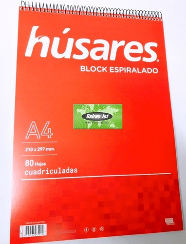 Block Espiralado A4 Husares 6401 A4 Cuadriculado 80 Hojas 0