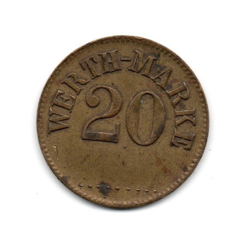Alemania Token Ficha De Juego 20 Werth Marke Siglo Xix 0
