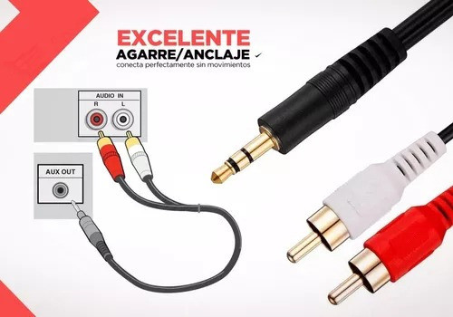 Combo X2 Cable Rca Miniplug Audio Auxiliar 3,5 1.5 Mts 2x1 1