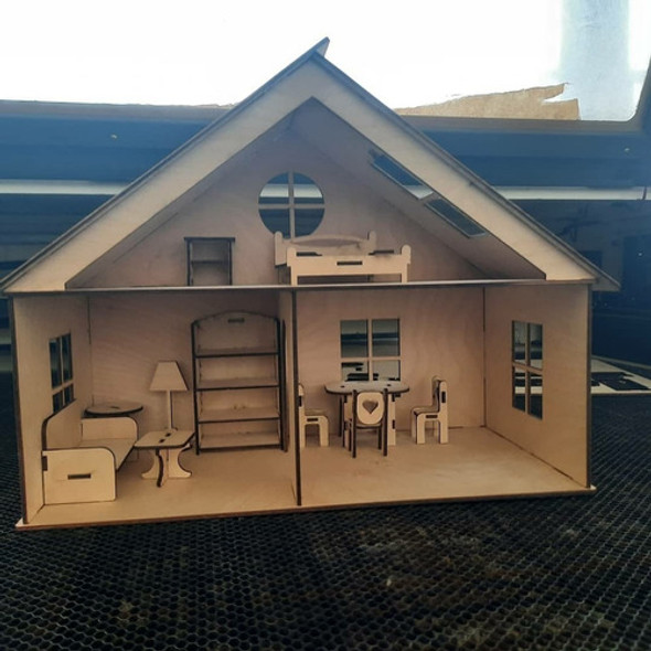 Casita De Muñecas Con Muebles Vector Corte Láser 1 Casita De Muñecas Con Muebles Vector Corte Láser 1