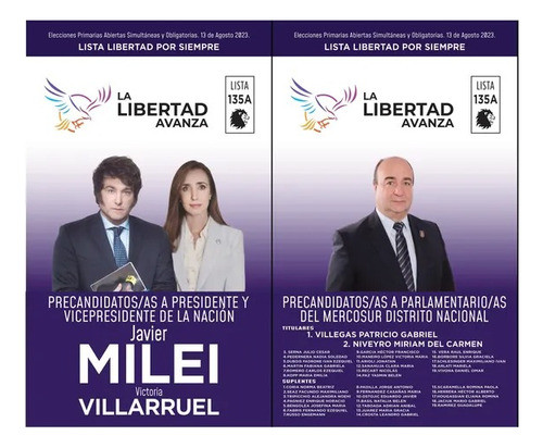 Boletas De Milei Elecciones Paso (13/08/2023) X100 0