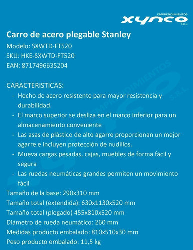 Carro Plegable Acero Stanley Ft520 Hasta 120 Kg. 1