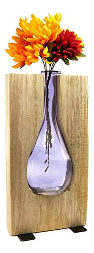 Excello Global Products Florero Redondo De Vidrio Y Madera P 0