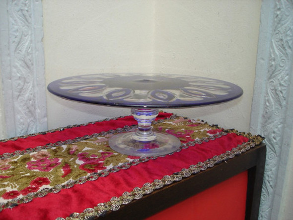 Fino Centro Cristal Europeo Con Pie Antiguo Tallado Miralo 0