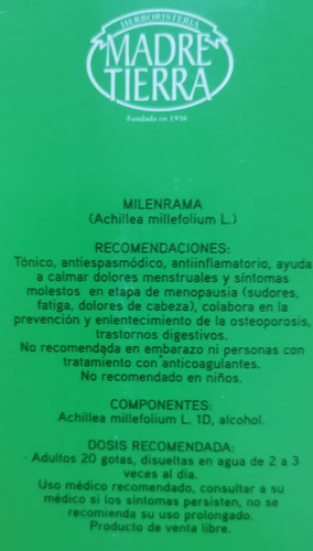 Fitoextracto Milenrama ( Menopausia) Madre Tierra 1