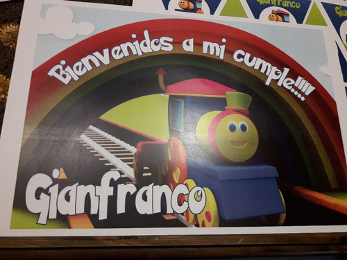 Bob El Tren Kit Cumpleaños Candybar Stickers Cartel Combo 1