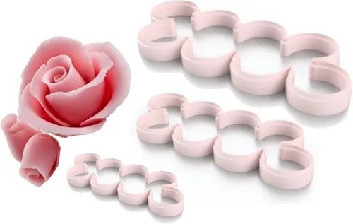 Kit 3 Cortador Rosa Facil Pasta Americana Biscuit Modelagem 1
