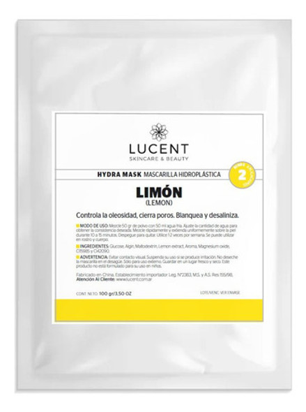 Mascarilla Hidroplastica Limon Blanqueadora 2 Aplicaciones 0