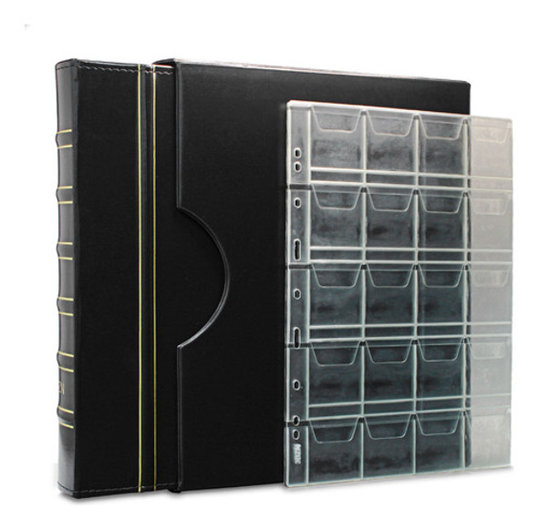 Álbum De Luxo Preto 30 Folhas Para 600 Moedas 3bzn G 0