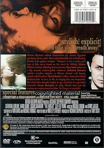 Dvd The Hunger / El Ansia / David Bowie 1
