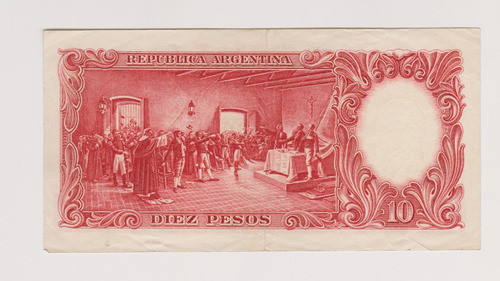 Billete Argentina 10 $ Bottero 1950 Año 1955 Muy Bueno 1