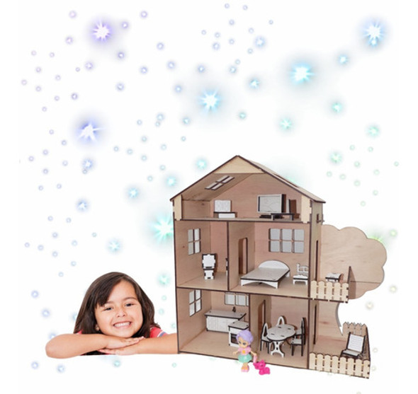 Casa De Muñecas  Completa Armada  Muebles Y Muñeca De Regalo 1