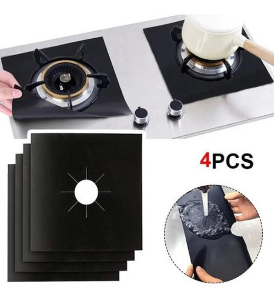 Protector Hornallas De Cocina 27 X 27 Cm Negro X 4 Unidades 0