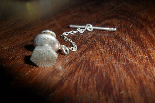 Gemelo Traba Cadena Metal Plateado Gemelo Boton Retro 1