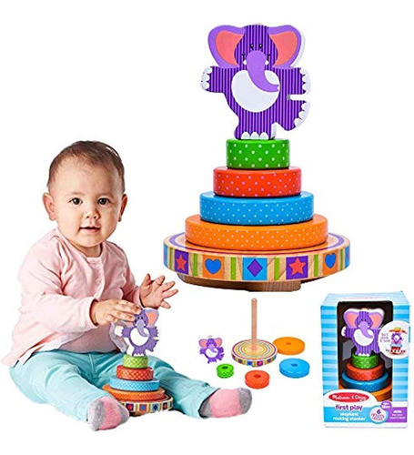 Apilador Mecedora De Madera Con Elefante First Play De Melis 0