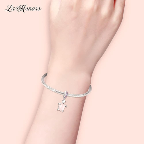 La Menars Murano Glass Pink Sea Turtle Dangle Charm Para Pul 1