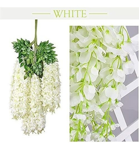 Paquete De 24 Flores Colgantes De Glicina Blanca 1