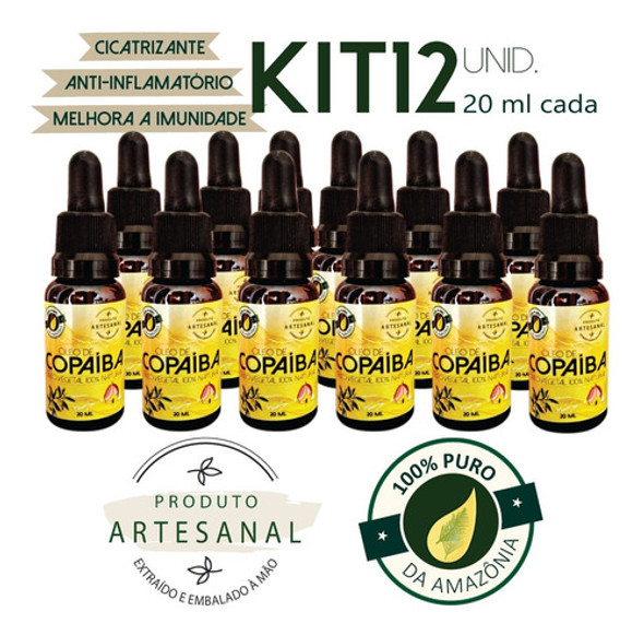Óleo De Copaíba Da Amazônia 100% Puro / Kit 12 Unidades 0