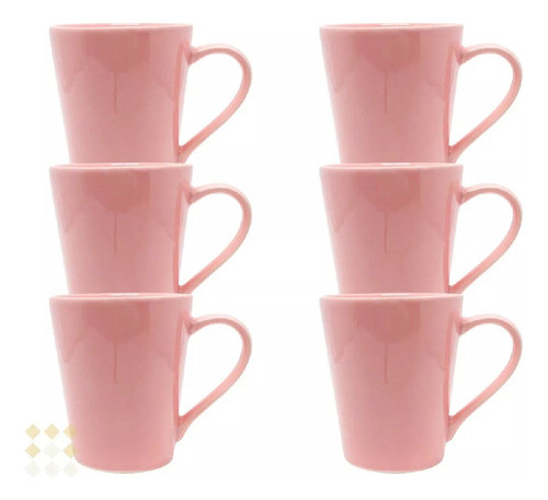 Jogo De Canecas Rosa Tulipa 250 Ml - Porcelana 0