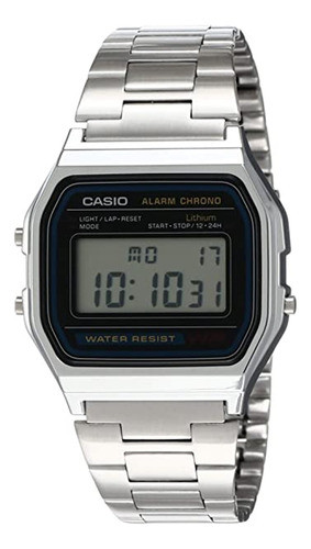 Reloj Pulsera Casio A158wa 1df Plateado Universo Binario 0