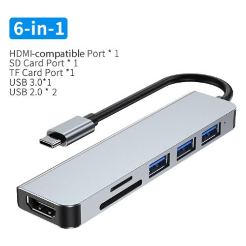 Hub Adaptador 6 Em 1 Hdmi 4k 3.0 Usb - Macbook Dell iPad Pc 1